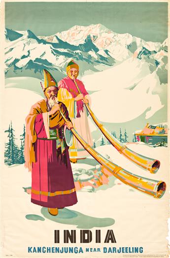 VARIOUS ARTISTS.  [KASHMIR CALLING] & [INDIA / DARJEELING.] Two posters. 1949 & 1958. Sizes vary.